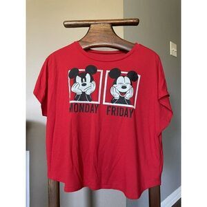 Disney Mickey Mouse Girls Blouse Tank Shirt Unhappy Monday Happy Friday Size 1X